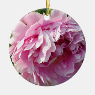Ornamento De Cerâmica Peônias cor-de-rosa