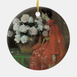 Ornamento De Cerâmica Peônias por William Merritt Chase, Arte Fino Vinta