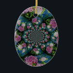 Ornamento De Cerâmica Peony Mandala<br><div class="desc">Pintor de coloração d'água de pénia rosa-rosa-da-índia da surreal romântica H Cooper</div>