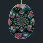 Ornamento De Cerâmica Peony Mandala<br><div class="desc">Pintor de coloração d'água de pénia rosa-rosa-da-índia da surreal romântica H Cooper</div>