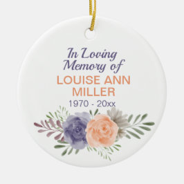 Ornamento De Cerâmica Peony Memorial In Loving Memory Of