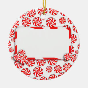 Ornamento De Cerâmica Peppermint Candy com Tag