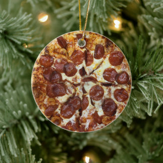 Ornamento De Cerâmica Pepperoni Pizza