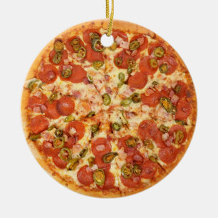 Ornamento De Cerâmica Pepperoni Pizza Ornament Comida de lixo