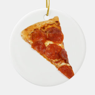 Ornamento De Cerâmica Pepperoni Pizza Slice
