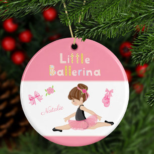 Ornamento De Cerâmica Pequena Ballerina Rosa Balé Meninas Nome Natal