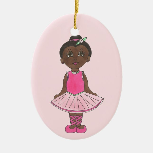 Ornamento De Cerâmica Pequena Ballerina Rosa Tutu Calçado Dança Balé (Frente)