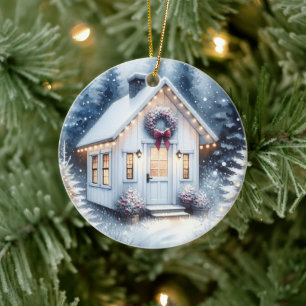Ornamento De Cerâmica Pequena casa num Natal Mágico