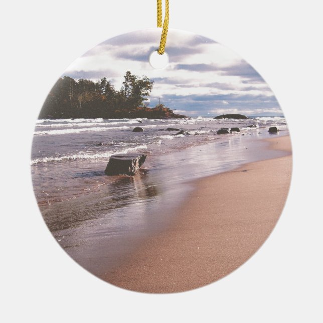 Ornamento De Cerâmica Pequena Ilha Presa (Frente)