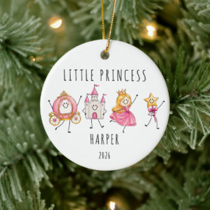Ornamento De Cerâmica Pequena Princesa Menina Personalizada 