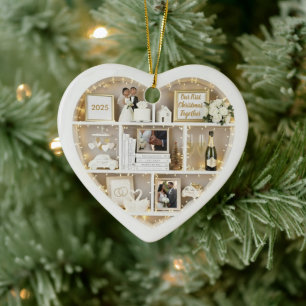 Ornamento De Cerâmica Pequenas Prateleiras Casados Primeiro Natal Juntos