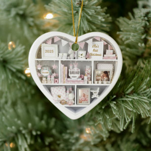 Ornamento De Cerâmica Pequenas Prateleiras Primeiro Natal da Bebê Menina