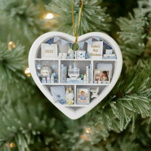 Ornamento De Cerâmica Pequenas Prateleiras Primeiro Natal do Bebê Menino