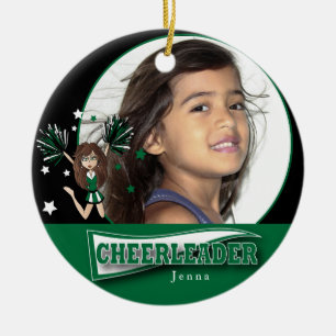 Ornamento De Cerâmica Pequeno Cheerleader - Foto indeciso - Verde escuro