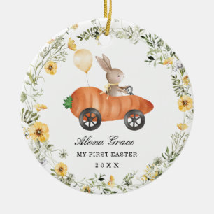 Ornamento De Cerâmica Pequeno Coelho de Flor Selvagem Coelho Primeira P