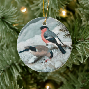 Ornamento De Cerâmica Pequeno pássaro bonito - Bullfinch, Arte