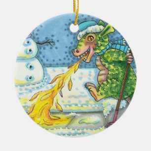 ORNAMENTO DE CERÂMICA PEQUENO RECURSO DE DESENHO E MOSTRANDO NEVE, ENGRA
