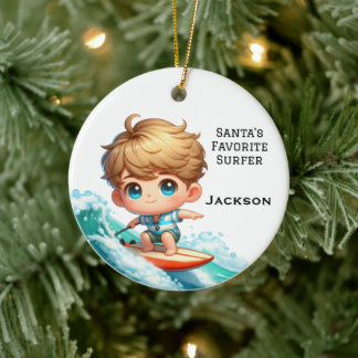 Ornamento De Cerâmica Pequeno Surfista Personalizado Fofo