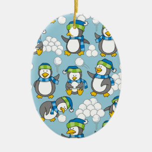 Ornamento De Cerâmica Pequenos pinguins