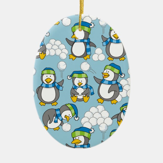 Ornamento De Cerâmica Pequenos pinguins (Frente)