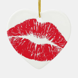 Ornamento De Cerâmica Perfectly Beautiful Lips on a Valentines Day Tree 