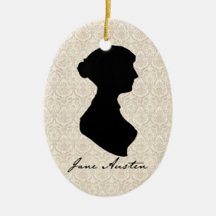 Ornamento De Cerâmica Perfil da silhueta de Jane Austen