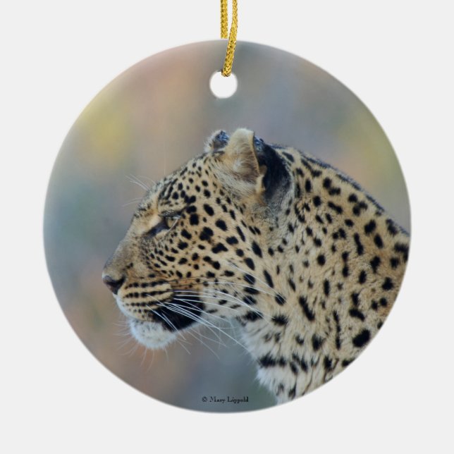 Ornamento De Cerâmica Perfil de Leopardo Bonito (Frente)