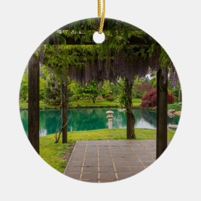 Ornamento De Cerâmica Pérgola De Wisteria (Frente)