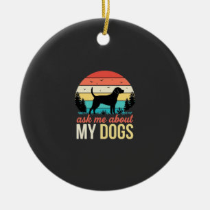 Ornamento De Cerâmica Pergunte-me sobre meus cães Retro pôr do sol_1