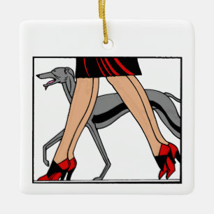 Ornamento De Cerâmica Pernas Art Deco Mulheres Greyhound Whippet Cão R