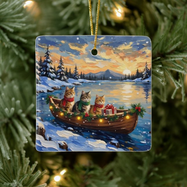 Ornamento De Cerâmica Persian Cat Christmas Boat Holiday (Árvore)