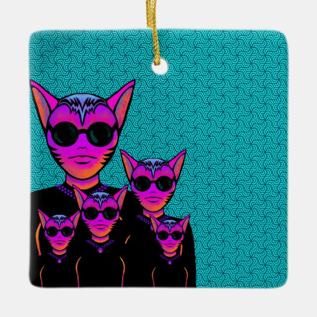 Ornamento De Cerâmica Personagem felino (Frente)