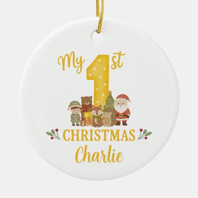 Ornamento De Cerâmica Personalised 1st Christmas Tree Decoration  (Frente)