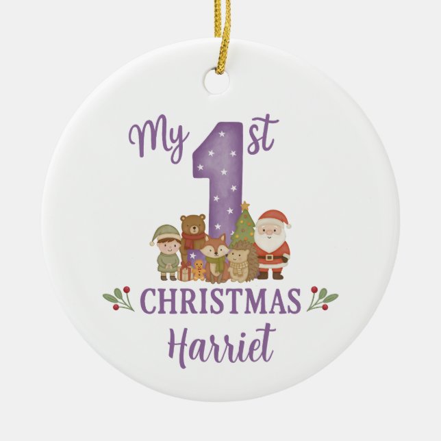 Ornamento De Cerâmica Personalised 1st Christmas Tree Decoration  (Frente)