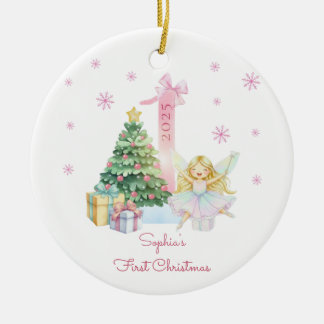 Ornamento De Cerâmica Personalised Baby’s First Christmas Ornament 2025