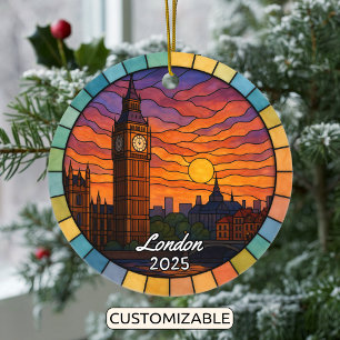 Ornamento De Cerâmica Personalised StainGlass London, Inglaterra