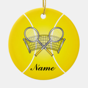 Ornamento De Cerâmica Personalização da Bola de Tênis Amarelo