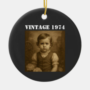 Ornamento De Cerâmica Personalização da Imagem de Infância e Vintagem de