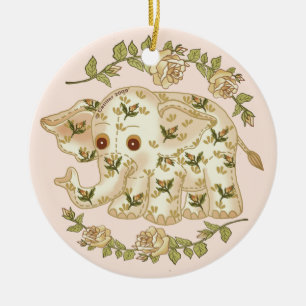 Ornamento De Cerâmica Personalização de Elefante para Bebê Amarelo