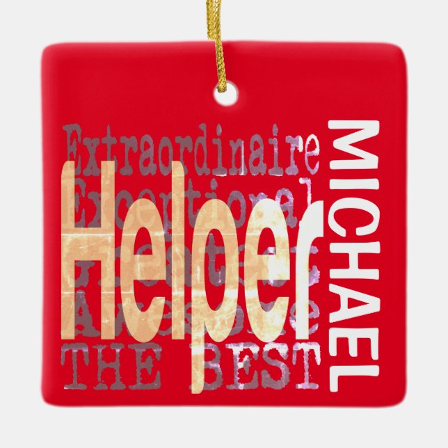 Ornamento De Cerâmica PERSONALIZAÇÃO do Extraordinário do Auxiliar (Frente)