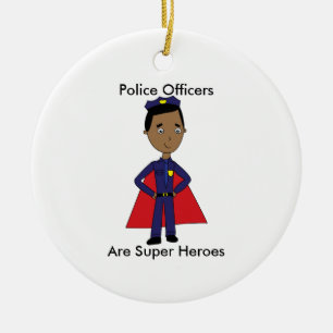 Ornamento De Cerâmica Personalização do Super Herói da Polícia Negra