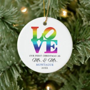 Ornamento De Cerâmica Personalizado 1rua de Natal como Sr. e Sr. Gay Rai