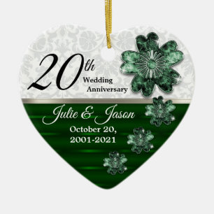 Ornamento De Cerâmica Personalizado - 20 Emerald Jewel Damask - Anivers