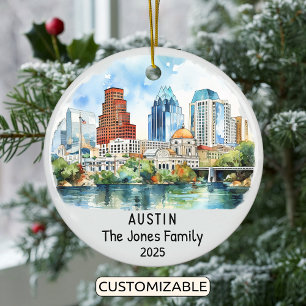 Ornamento De Cerâmica Personalizado Austin Ornament, Texas