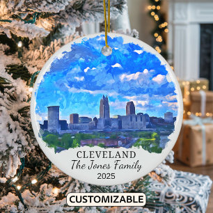 Ornamento De Cerâmica Personalizado Cleveland Ornament, Estado de Ohio