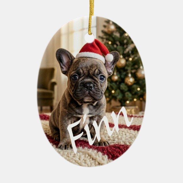 Ornamento de Cerâmica Personalizado com Foto Chic (Frente)