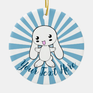 Ornamento De Cerâmica Personalizado de Hug do Coelhinho Kawaii