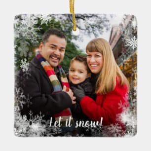 Ornamento De Cerâmica Personalizado Deixar Que Neve No Natal Da Família