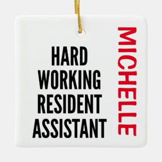 Ornamento De Cerâmica PERSONALIZADO do Assistente Residente de Trabalho