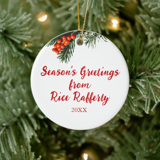 Ornamento De Cerâmica Personalizado do Sasonal Company Pine Branch Berri (Árvore)